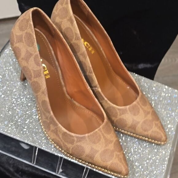 Coach Samantha Signature Coated Canvas Dress Pumps- Tan - Picture 10 of 10